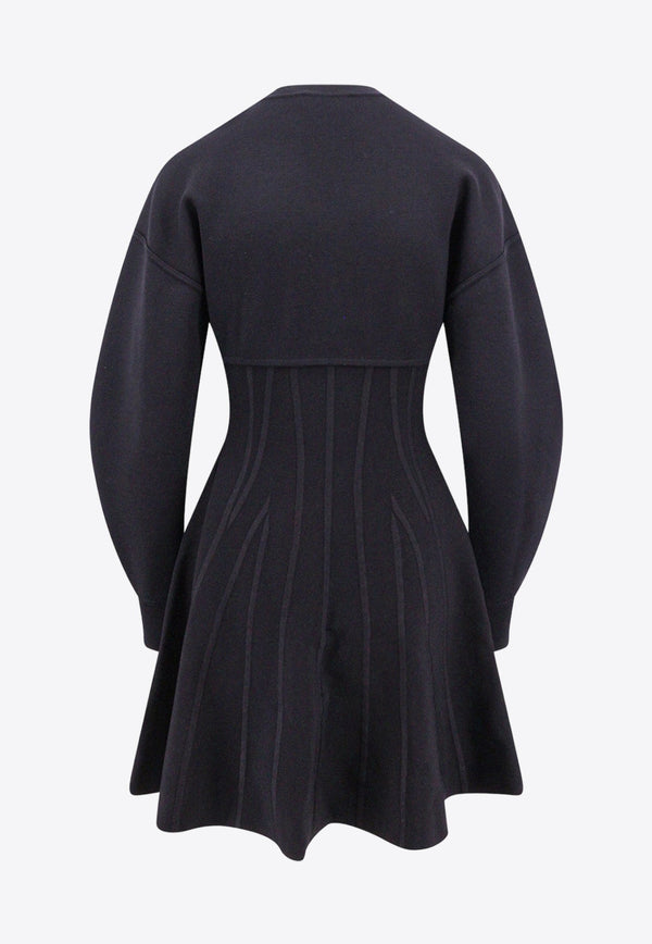 Flared Wool-Bend Mini Dress