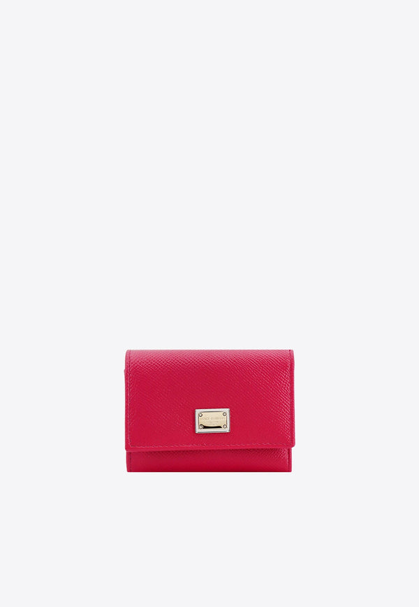 Logo Plaque Wallet in Dauphine Leather