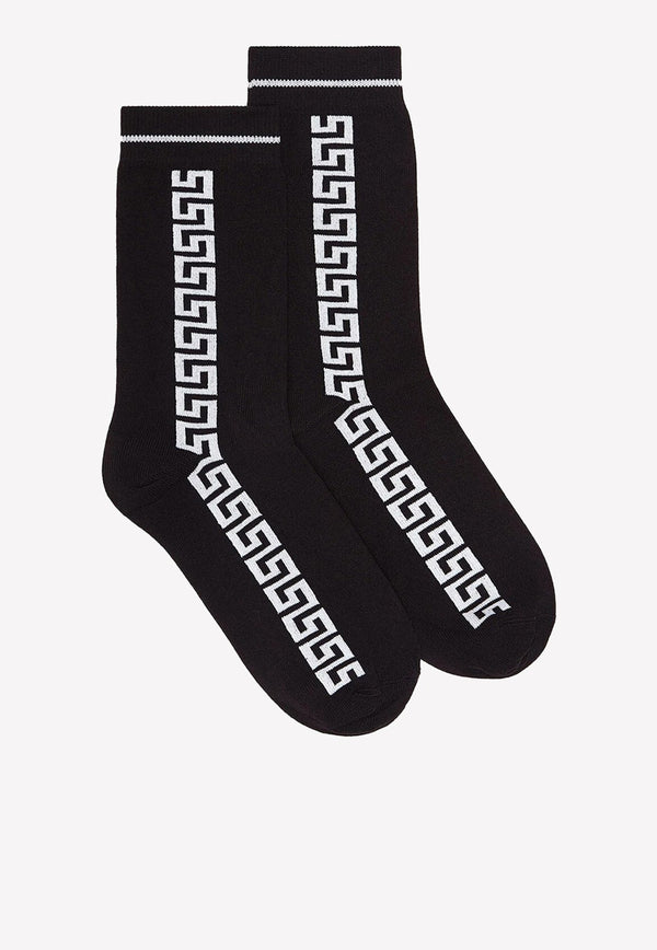 Intarsia Knit Greca Socks