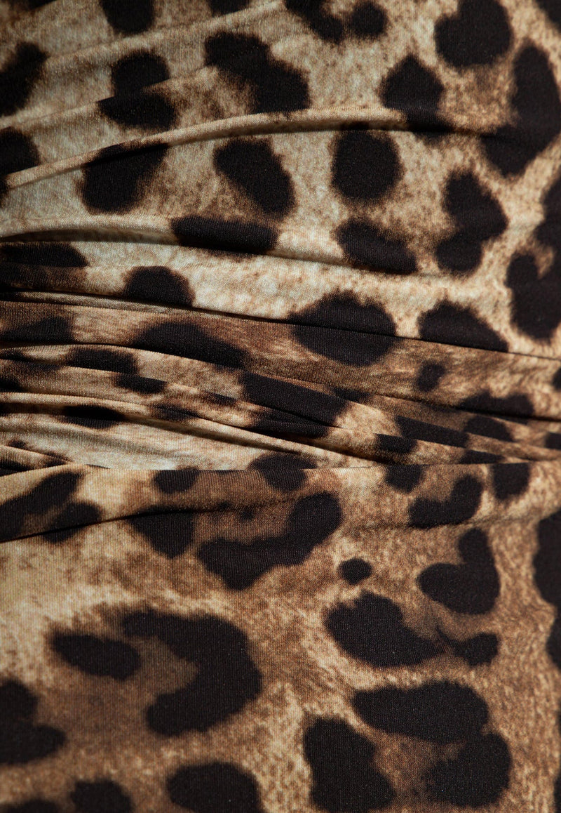 Leopard Print Halterneck One-Piece Swimsuit