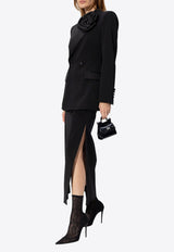 Floral-Appliqué Double-Breasted Blazer