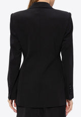 Floral-Appliqué Double-Breasted Blazer