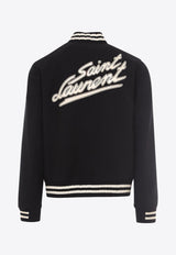 Logo Embroidered Teddy Bomber Jacket