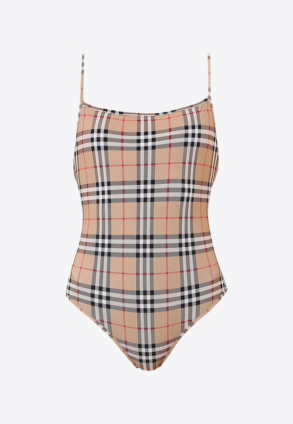 Checked One-Piece Swimsuit