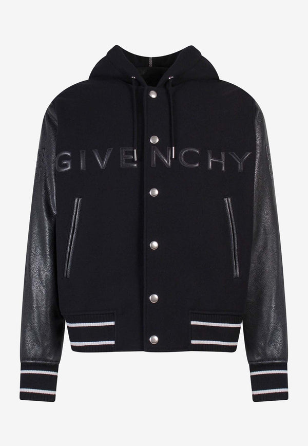 Wool and Leather Logo Varsity Jacket