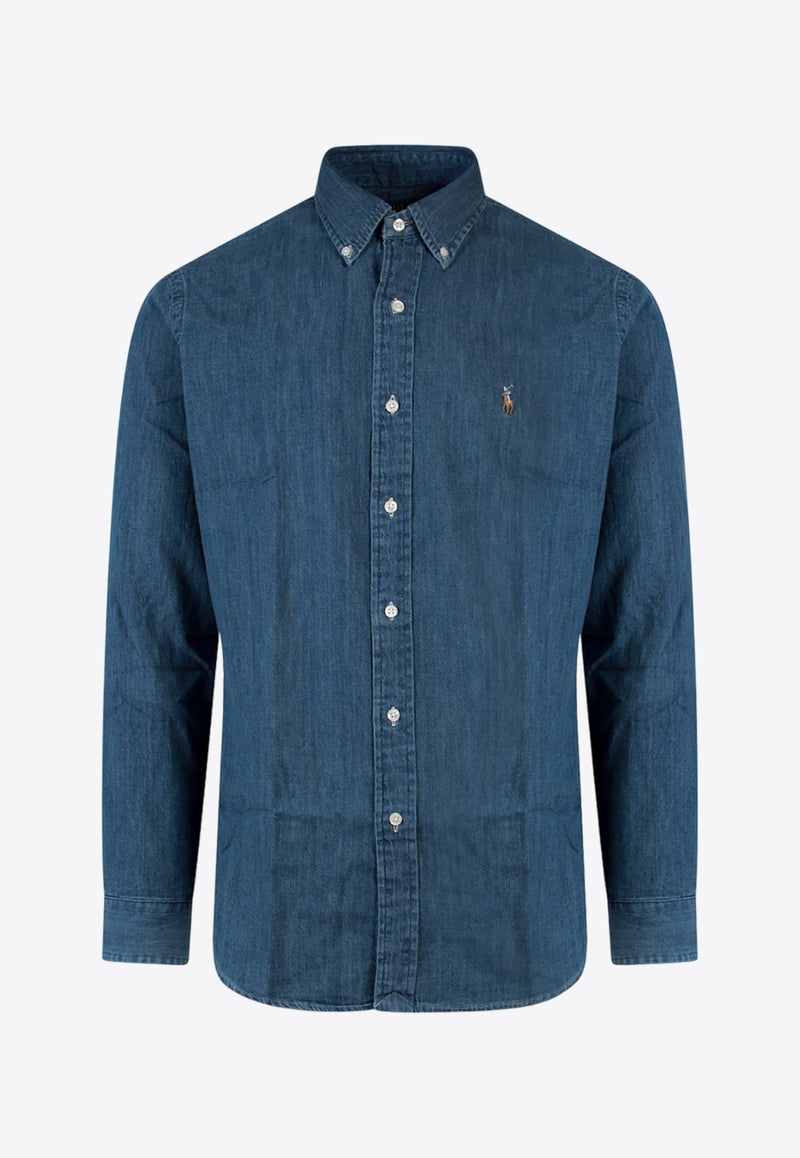 Logo Embroidered Denim Shirt