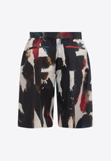 All-Over Graffiti Acquerello Print Bermuda Shorts