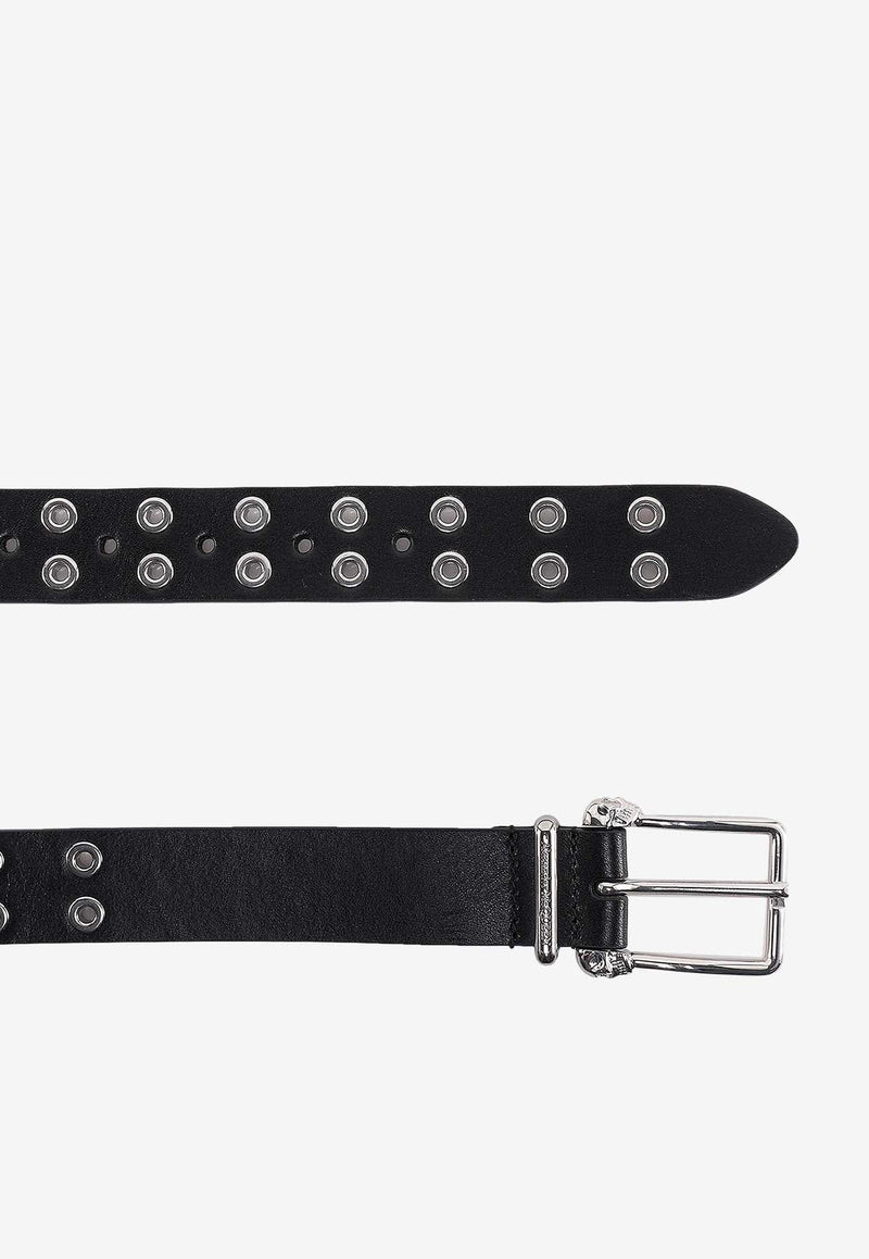 Eyelet Embellished Leather Belt