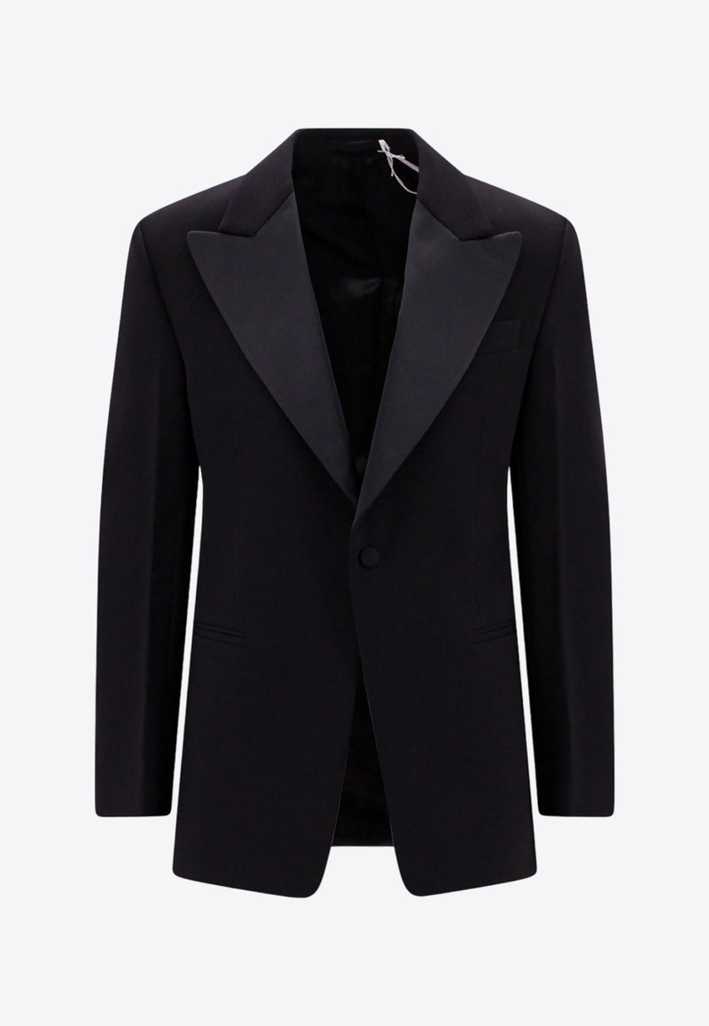 Single-Breasted Wool Tuxedo Blazer