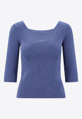 Square-Neck Rib Knit Top