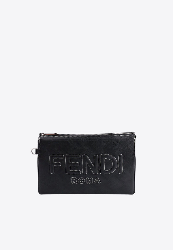 Logo-Embroidered Pouch Bag