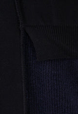 Paneled Crewneck Sweater with Rounded Slit