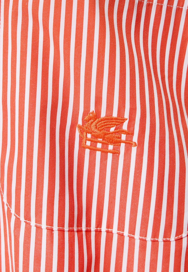 Logo Embroidered Striped Shirt