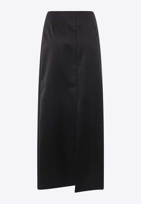 Wrap-Style Wool-Blend Maxi Skirt