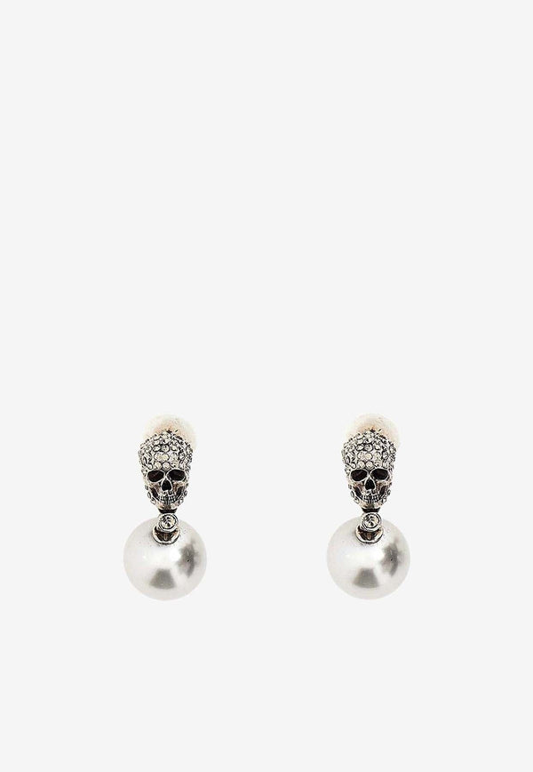 Skull Pearl Drop Earrings