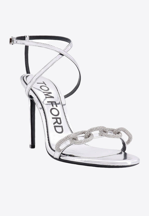 105 Crystal Chain Metallic Leather Sandals