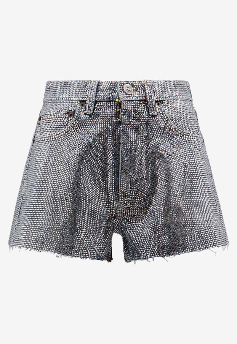 All-Over Rhinestone Mini Shorts