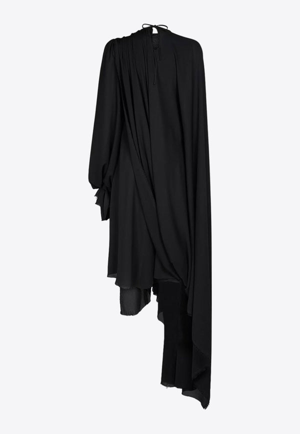 Asymmetric Plisse Midi Dress