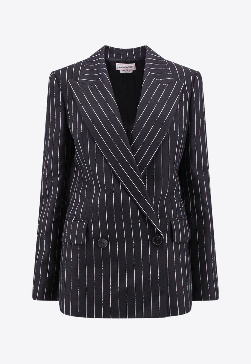 Double-Breasted Pinstripe Wool Blazer