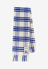 Checked Fringed Wool Scarf