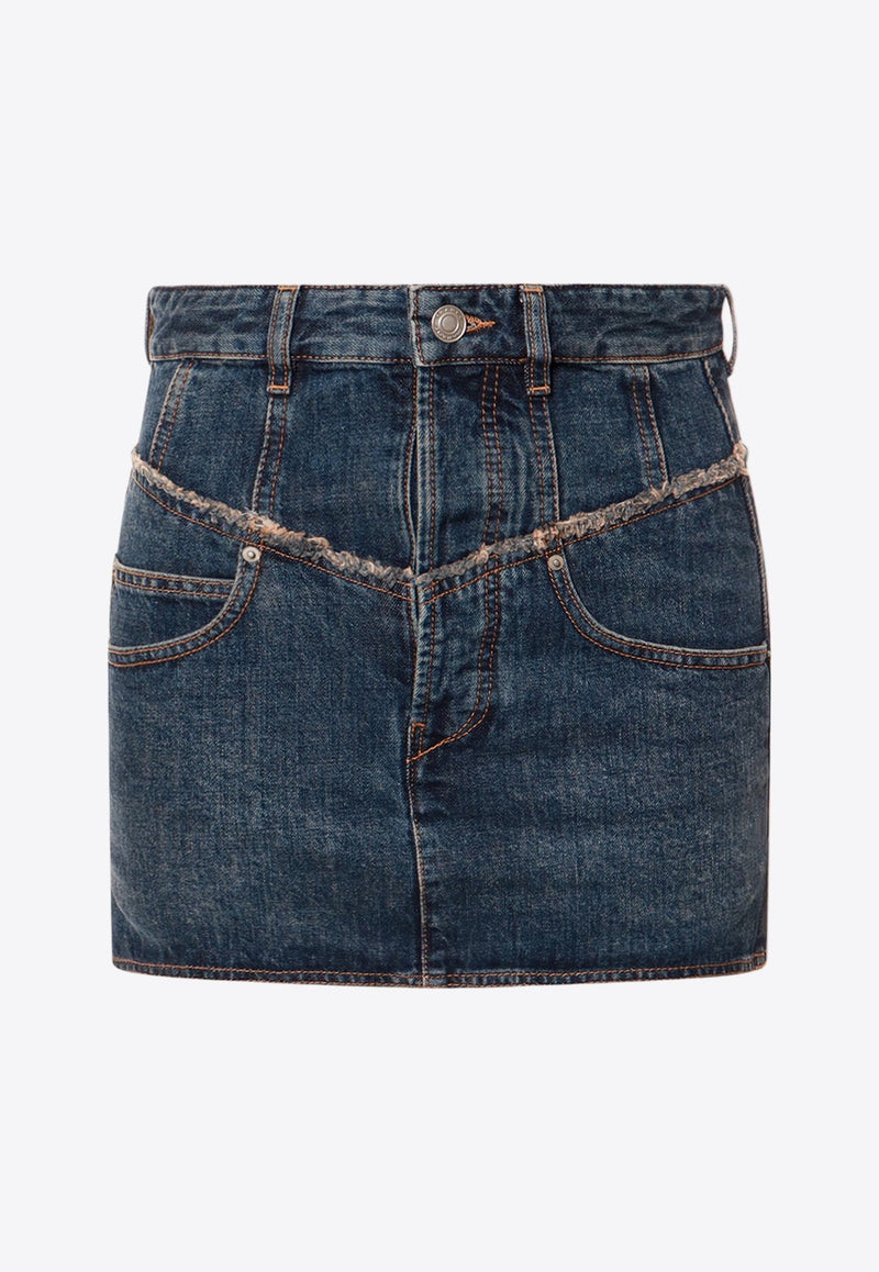 Narjis Frayed Mini Denim Skirt