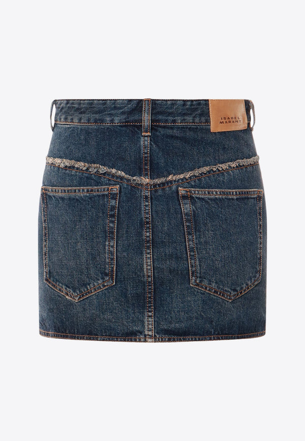 Narjis Frayed Mini Denim Skirt