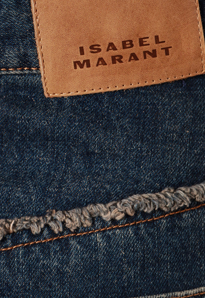 Narjis Frayed Mini Denim Skirt