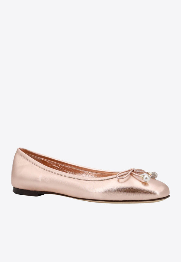 Elme Laminated Leather Ballerina Flats