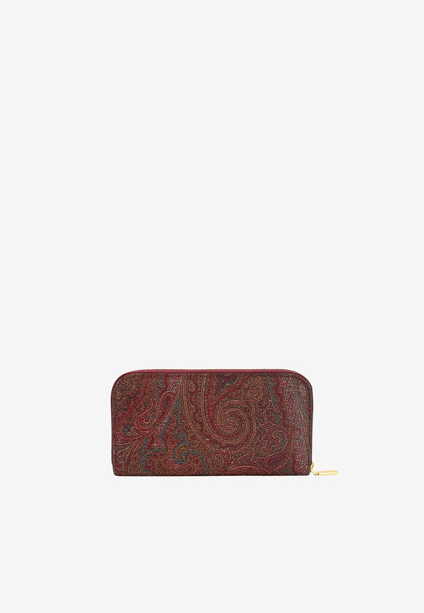 Paisley-print Embroidered Logo Wallet