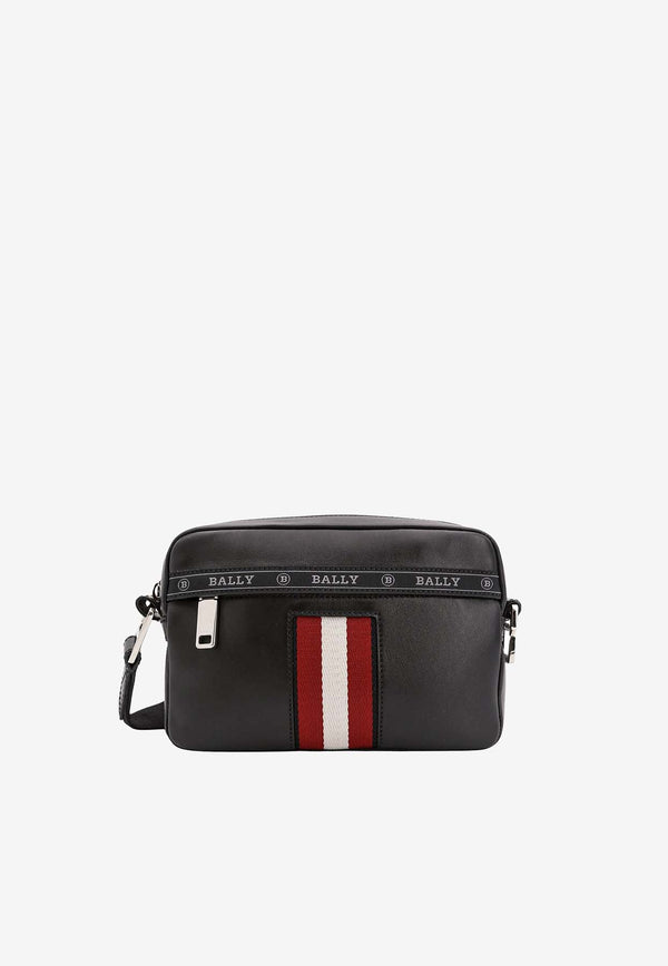 Striped Leather Messenger Bag