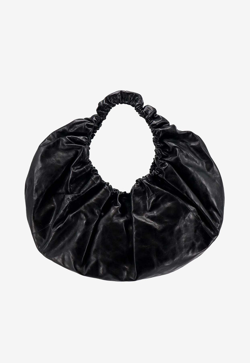 Large Crescent Hobo Bag in Crackled Leather