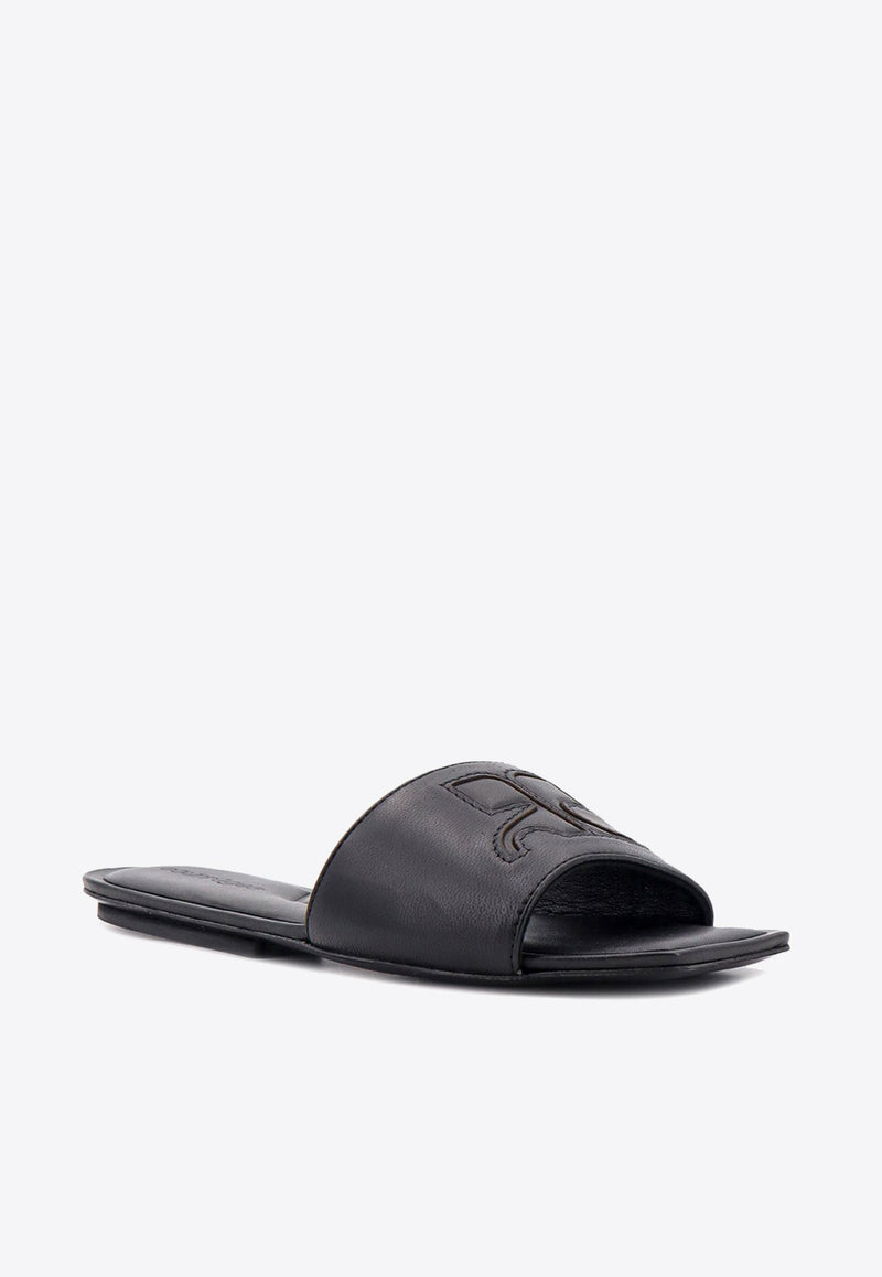 Logo Nappa Leather Flat Sandals