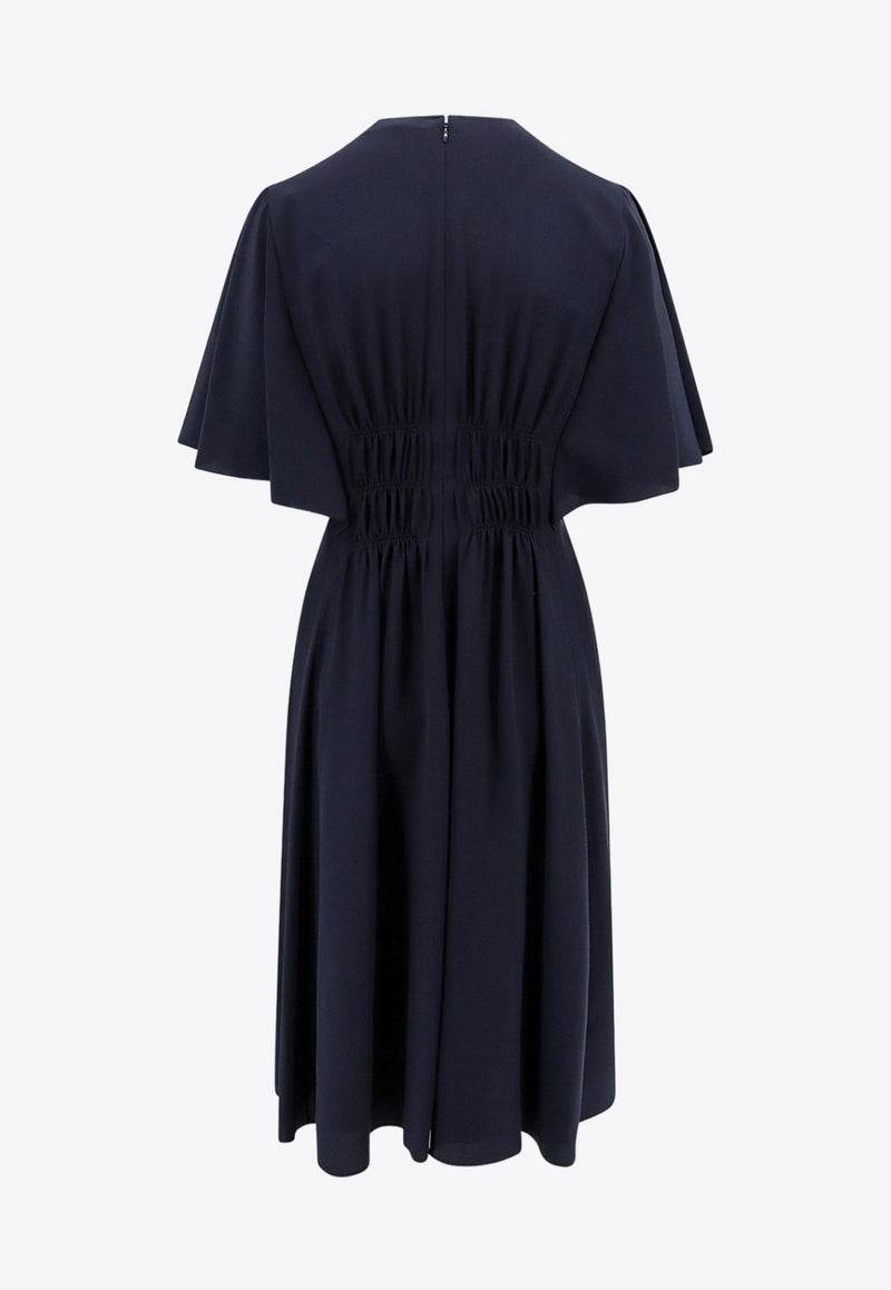 Ruched Silk Knee-Length Dress