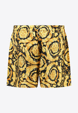 Barocco Print Silk Pajama Shorts