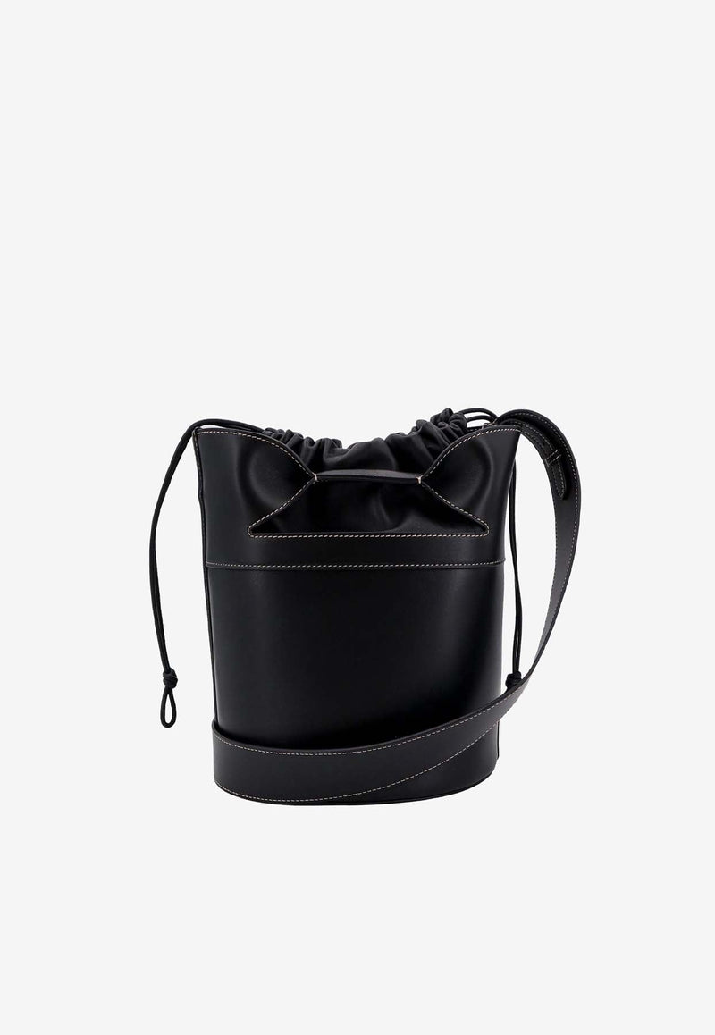 Logo Stamped Leather Bucket Bag