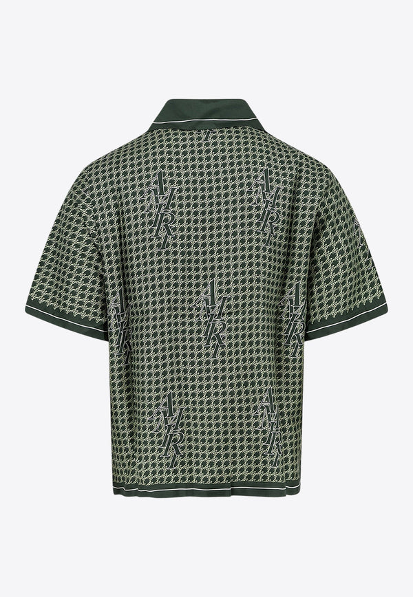 Short-Sleeved Houndstooth Silk Shirt