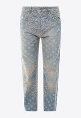 Paisley Print Straight-Leg Jeans