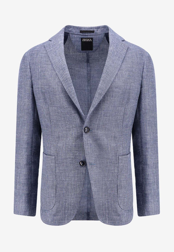 Single-Breasted Linen Blend Blazer