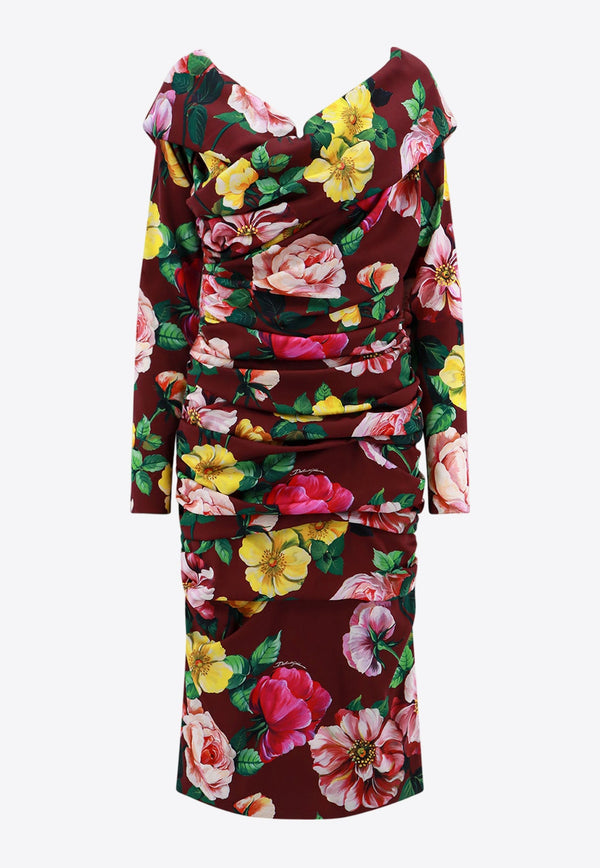 Off-Shoulder Floral Print Dress