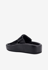 Webbing Leather Flatform Sandals