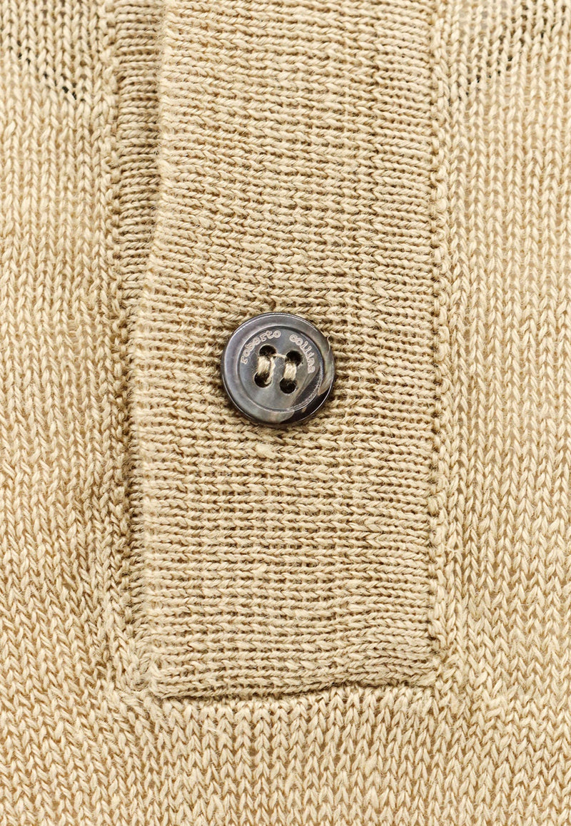 Ribbed Knit Polo T-shirt