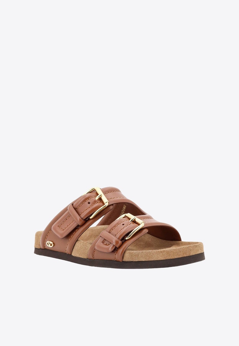 Double Straps Leather Sandals