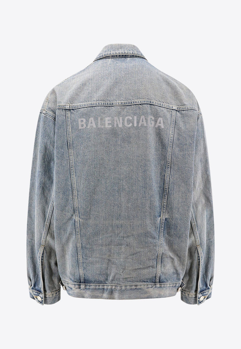 Logo Print Oversized Denim Jacket