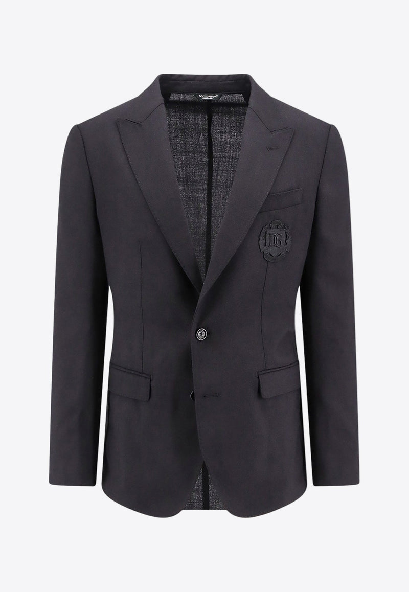 Logo Embroidered Single-Breasted Blazer