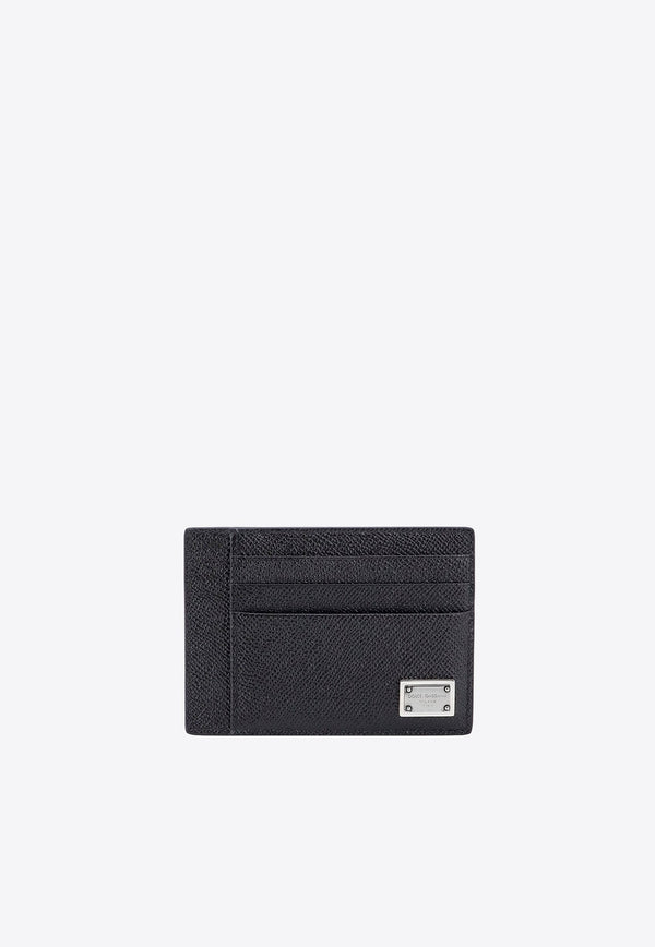 Logo Plaque Dauphine Leather Cardholder