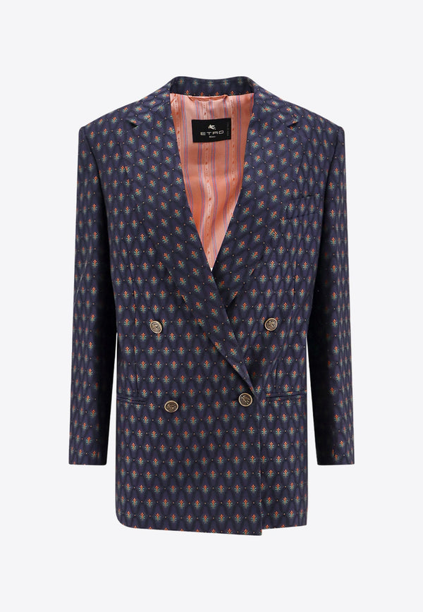 Double-Breasted Floral Jacquard Wool Blazer