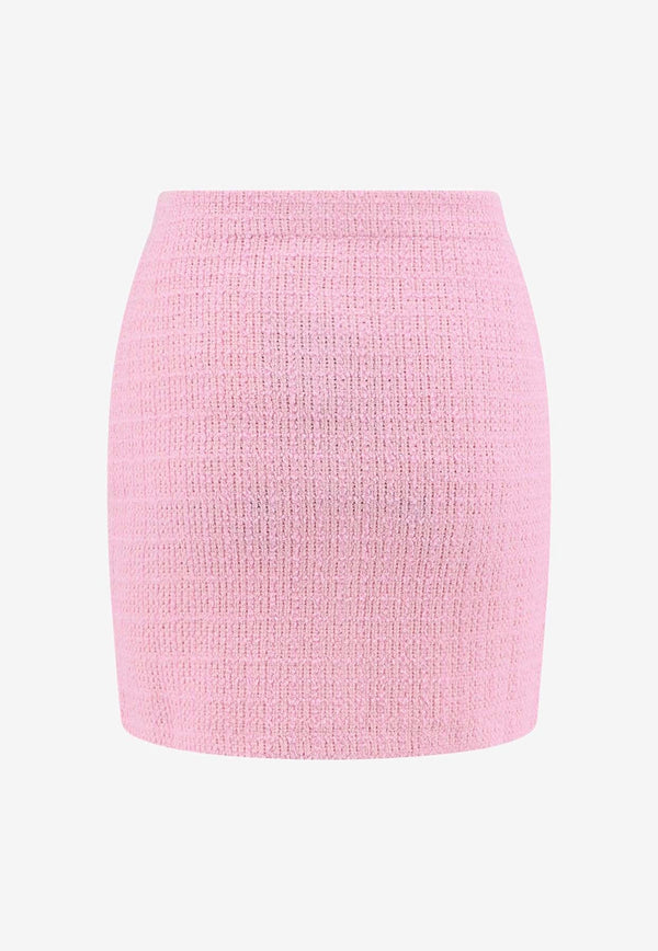 Jewel-Buttoned Rib Knit Mini Skirt