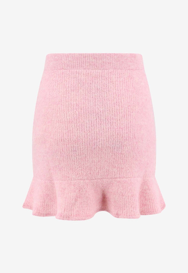 Flounce-Hem Rib Knit Mini Skirt