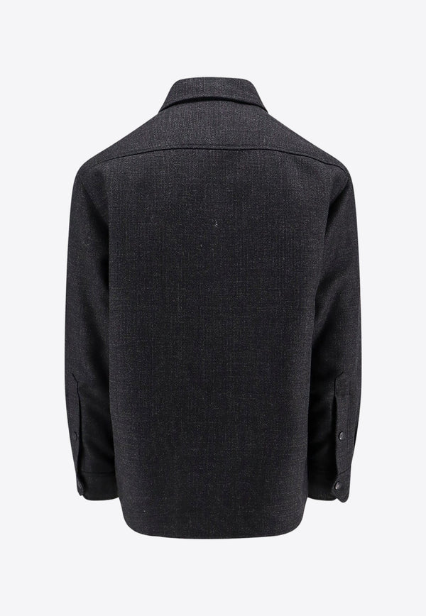 V Detail Padded Wool Shirt