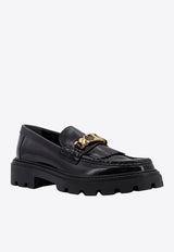 Fringed Semi-Shiny Leather Loafers